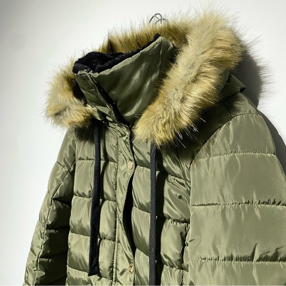 FDS Faux Fur Hooded Parka Jacket / Army Green / XXS - Picture 4 of 10